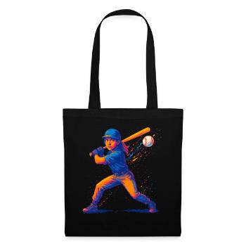 Baseball Joueur de baseball Femme - Sac en tissu - noir - Devant