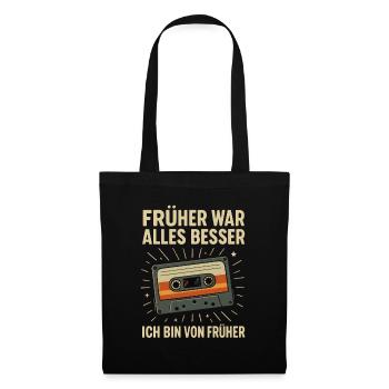 Tout était mieux dans le passé – cassette rétro - Sac en tissu - noir - Devant