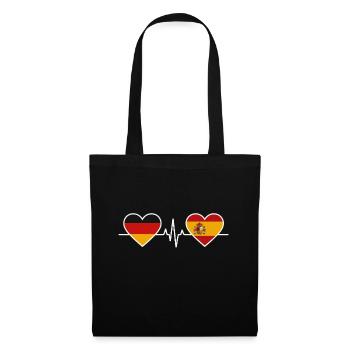 Allemagne Espagne Battement de cœur - Sac en tissu - noir - Devant