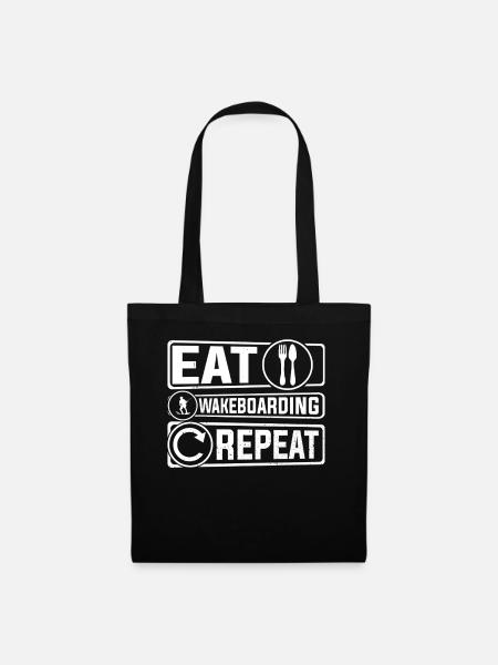 Eat Wakeboarding Repeat - Funny Wakeboarding - Stoffbeutel - Schwarz