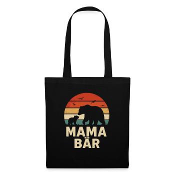 Maman ours rétro avec silhouette de bébé ours - Sac en tissu - noir - Devant