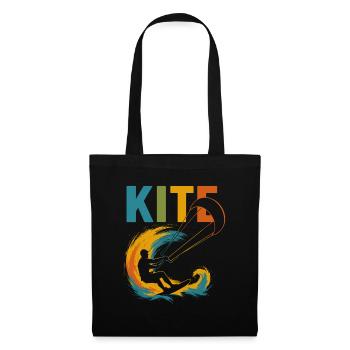 Motif Kitesurfeur | Style de cerf-volant coloré pour les sports nautiques - Sac en tissu - noir - Devant