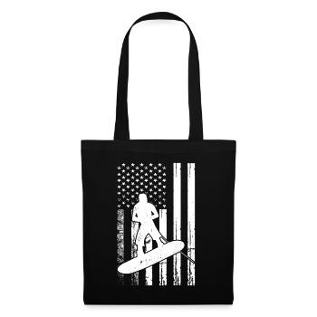 Wakeboarding US Flag Wakeboarding Wakesurfing - Stoffbeutel - Schwarz - Vorne
