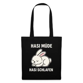Hasi müde – Hasi schlafen - Stoffbeutel - Schwarz - Vorne