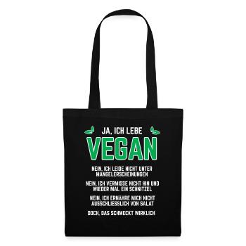 Veganer Spruch - VOrurteile Ich lebe vegan - Stoffbeutel - Schwarz - Vorne