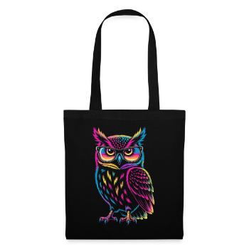 Owl Colorful Pop Art Owl Eagle Owl Rainbow Colors - Tote Bag - black - Front