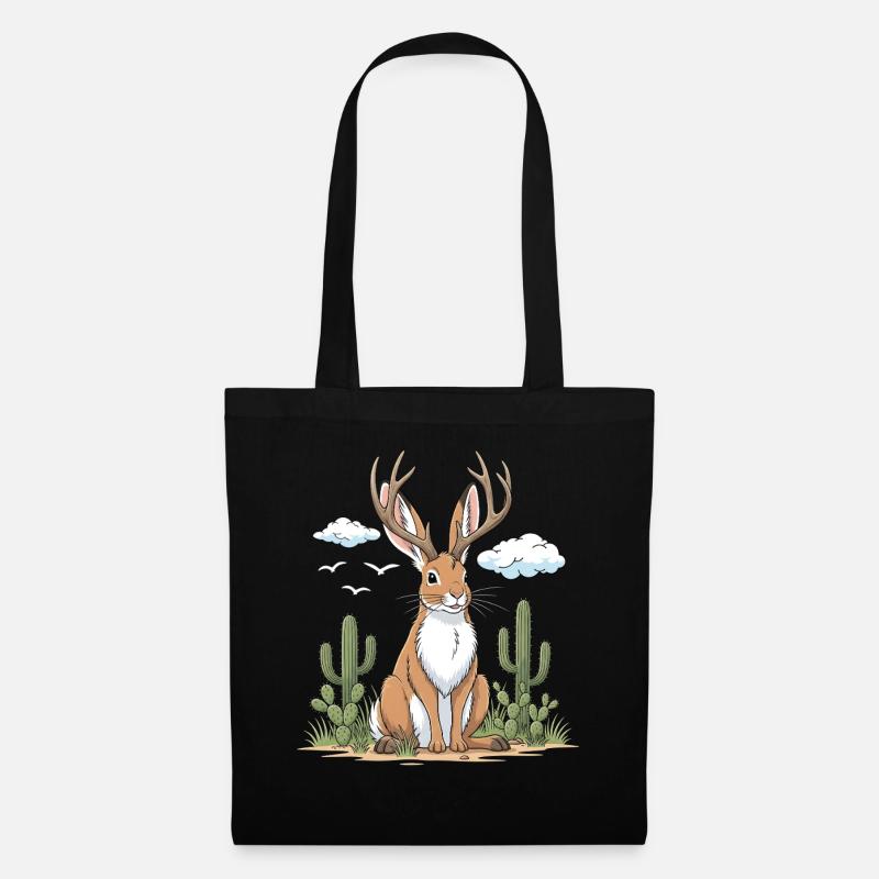 Jackalope Wüste - Stoffbeutel - Schwarz
