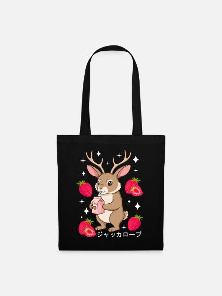 Jackalope Erdbeer Milchshake - Stoffbeutel - Schwarz