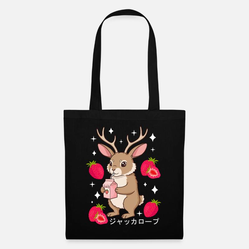 Jackalope Erdbeer Milchshake - Stoffbeutel - Schwarz