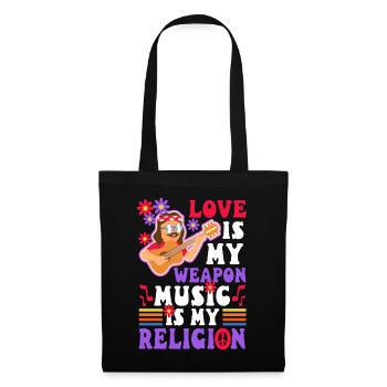 Love is my weapon, music is my religion. - Tote Bag - black - Front