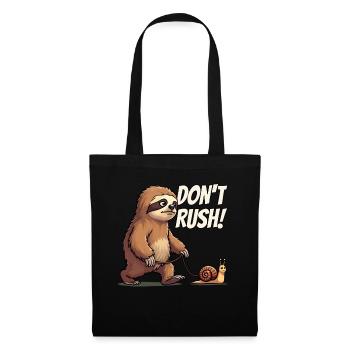 Sloth Saying, Don't Rush, Snail Hiking - Tote Bag - black - Front