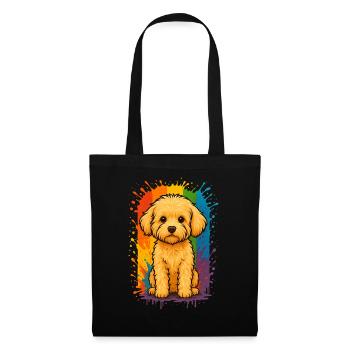 Maltipoo in a rain of colours – rainbow statement - Tote Bag - black - Front