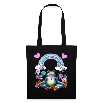 Yoga Grenouille Rétro Yogi - Sac en tissu - noir - Devant