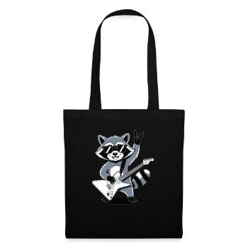 Rock Raccoon – with Guitar & Rock Style - Tote Bag - black - Front