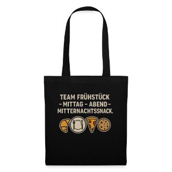 Team Frühstück Mittag Abend Mitternachtssnack - Stoffbeutel - Schwarz - Vorne