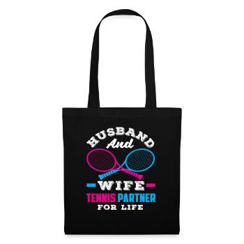 Mari et femme Partenaire de tennis pour la vie - Sac en tissu - noir - Devant