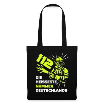 Feuerwehr - 112 - Die Heißeste Nummer Deutschlands - Stoffbeutel - Schwarz - Vorne