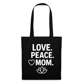 Love. Peace. Mom. – Herz & Lotus - Stoffbeutel - Schwarz - Vorne