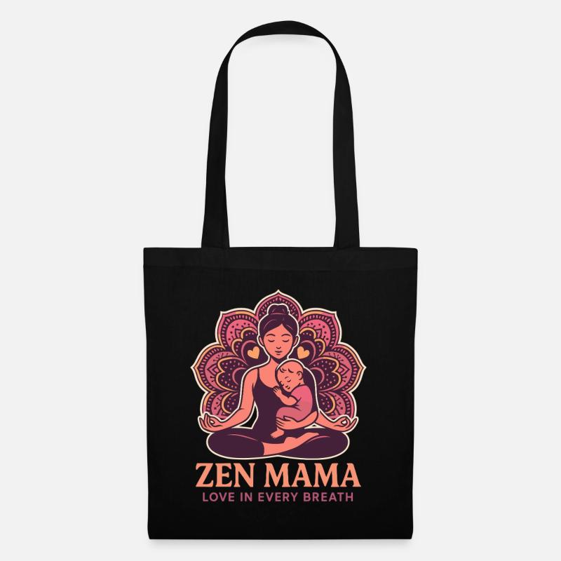 Zen-Mama Mandala - Stoffbeutel - Schwarz