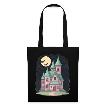 Pastel Haunted House with Bats Halloween - Tote Bag - black - Front