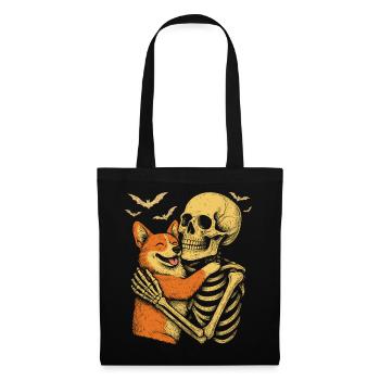 Halloween Cute Skeleton Cuddly Corgi - Tote Bag - black - Front