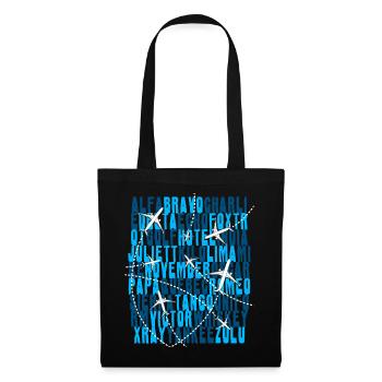 Pilot Aviation Alphabet Air Traffic Controller Airplane - Tote Bag - black - Front