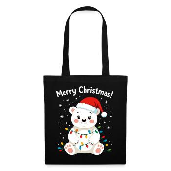 Ours polaire Noël Mignon Joyeux Noël Pôle Nord - Sac en tissu - noir - Devant
