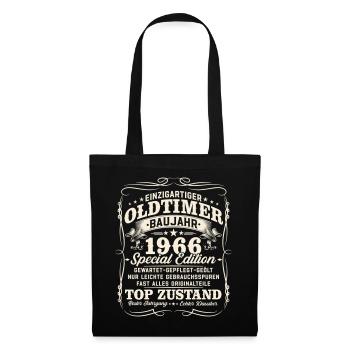 60. Geburtstag 1966 Oldtimer Geschenk Retro - Stoffbeutel - Schwarz - Vorne