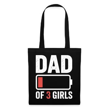 T-shirt Icône de la batterie Papa de trois filles - Sac en tissu - noir - Devant