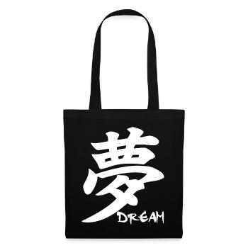 Das Wort Traum im Japanischen (weiß) - Stoffbeutel - Schwarz - Vorne