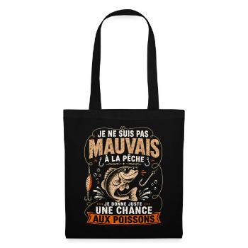 Pêche Humour Poisson Malicieux Cadeau Pêcheur - Sac en tissu - noir - Devant