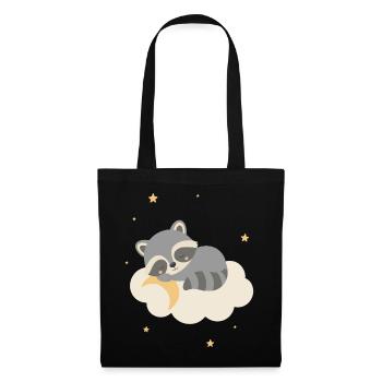 Cute raccoon sleeping on cloud - Tote Bag - black - Front
