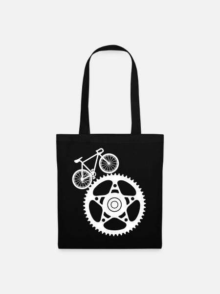 Zahnrad und Fahrradkunst - Stoffbeutel - Schwarz