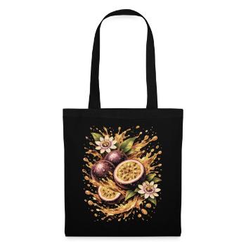 Passionsfrucht Exotische Maracudja Spritzkunst - Stoffbeutel - Schwarz - Vorne