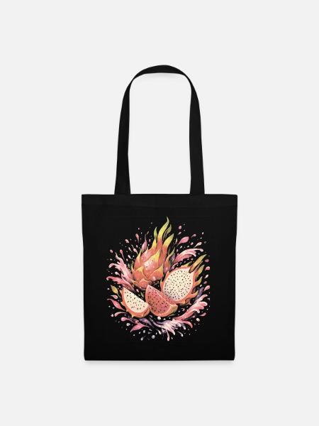 Pitaya Exotische Drachenfrucht-Spritzkunst - Stoffbeutel - Schwarz