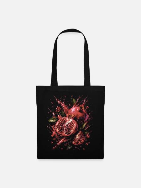 Granatapfel-Rubinrote Frucht-Spritzkunst - Stoffbeutel - Schwarz