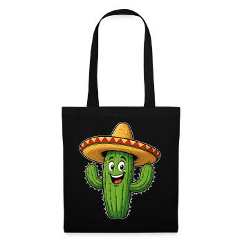 Lustiger Kaktus mit Sombrero - Stoffbeutel - Schwarz - Vorne