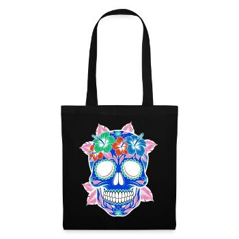 Halloween Sugar Skull pastell - Stoffbeutel - Schwarz - Vorne