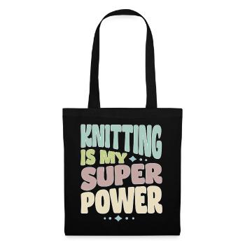Stricken Strickerin Stricker Knitting superpower - Stoffbeutel - Schwarz - Vorne