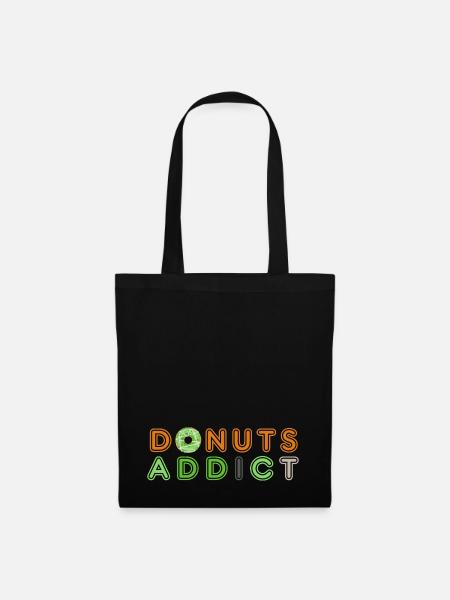 Donuts addict green - Tote Bag - black