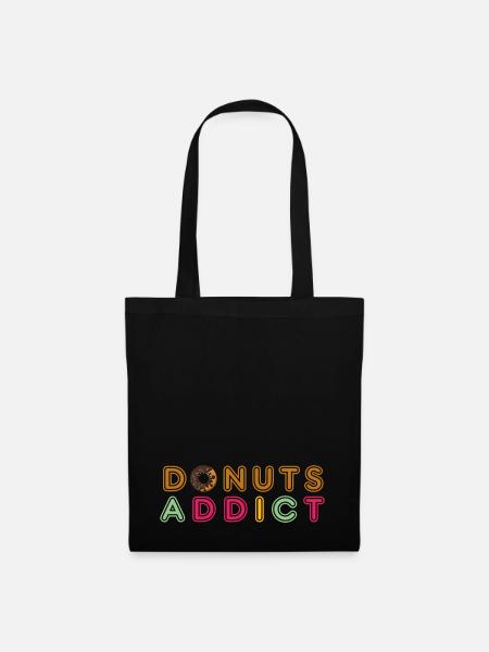 Donuts süchtig choco - Stoffbeutel - Schwarz