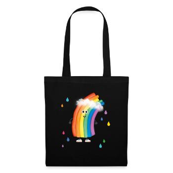 Rudi Regenbogen "bunte Regentropfen" - Stoffbeutel - Schwarz - Vorne