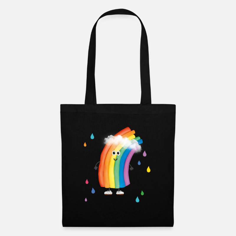 Rudi Regenbogen "bunte Regentropfen" - Stoffbeutel - Schwarz