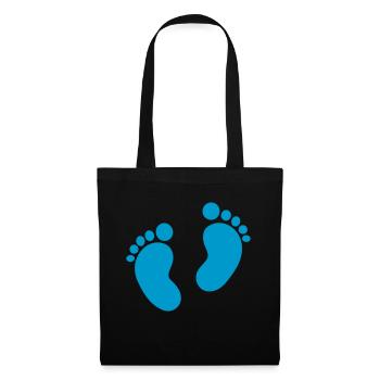 Baby Füße Babyfüße - Stoffbeutel - Schwarz - Vorne