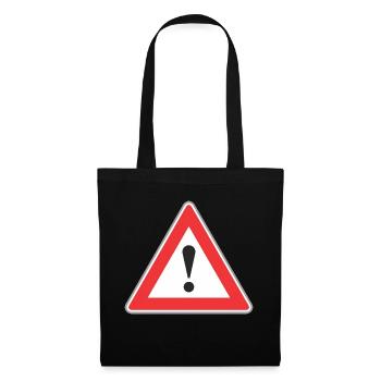 Point Road Sign d'exclamation - Sac en tissu - noir - Devant