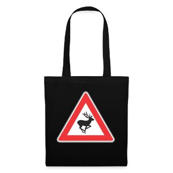 Signalisation routière cerfs - Sac en tissu - noir - Devant
