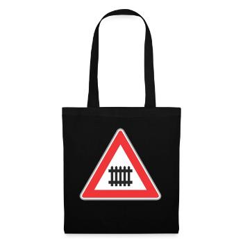 Route façon signe de train - Sac en tissu - noir - Devant