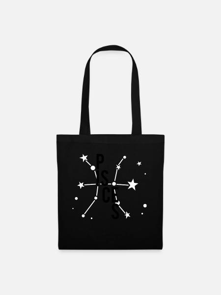 Sternzeichen Fische / Zodiac Pisces - Stoffbeutel - Schwarz