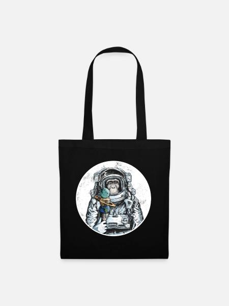 Affe Astronaut Schimpanse Mond Tier Eis Weltall - Stoffbeutel - Schwarz