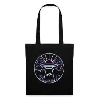 I Hate People Geschenk Alien Fliegende Untertasse - Stoffbeutel - Schwarz - Vorne